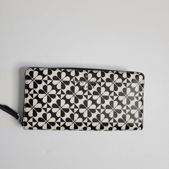 Kate Spade❤️last one❤️Large Continental Wallet Black and White Zip around NWOT - Picture 2 of 14